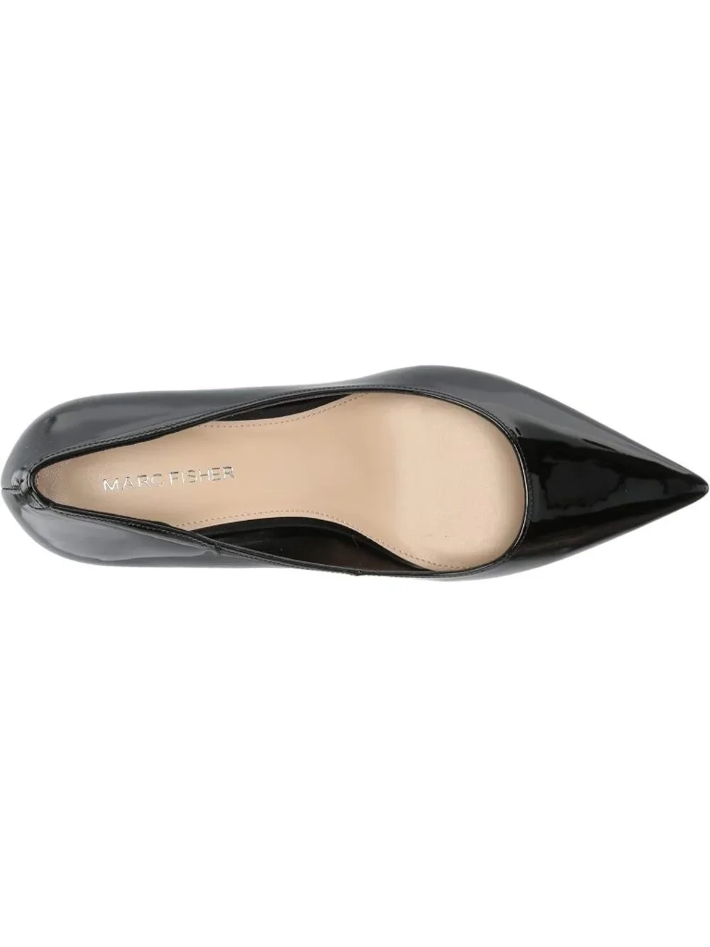 Women's Black Patent Pointed Toe Alola Dress Casual Pumps Pull On Heel Shoes